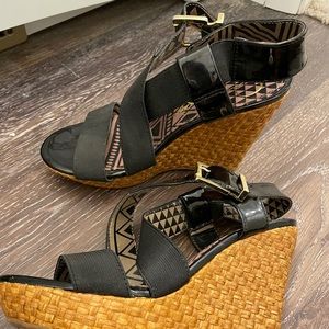 Open-toed wedge. Never worn! Stickers still on.